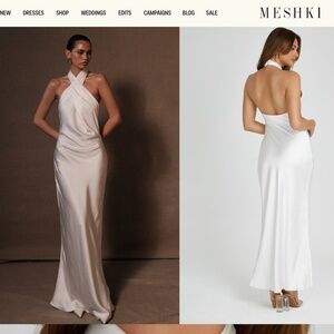 Meshki Laura Halter Satin Gown - White